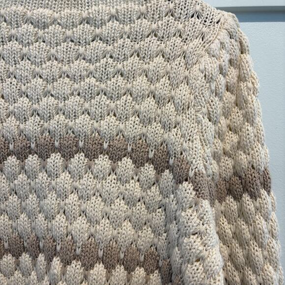 NWT Endless Blu Sweater Women Large Ivory Taupe Button Cardigan Chunky Knit - Picture 8 of 14